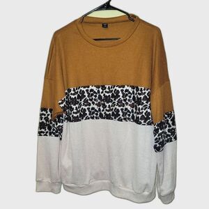 New Shein Leopard Color Block Blouse 2X